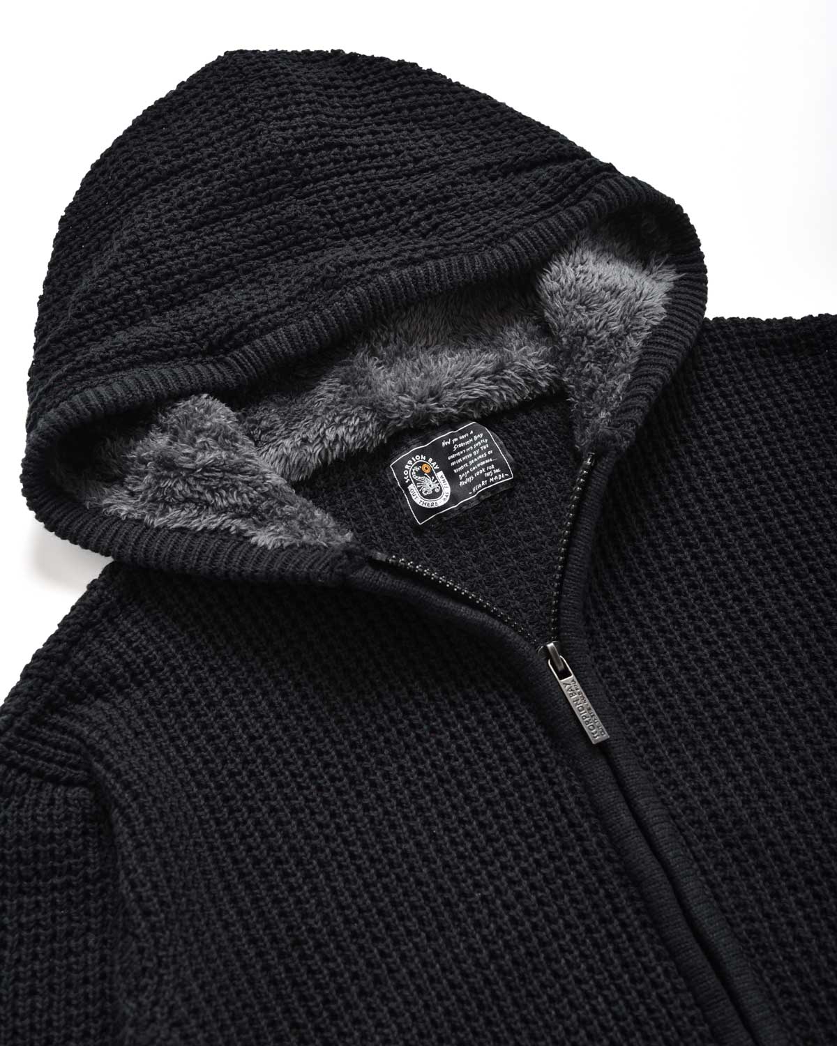 Uomo | Pullover In Maglia Nero Con Cappuccio Teddy - Scorpion Bay