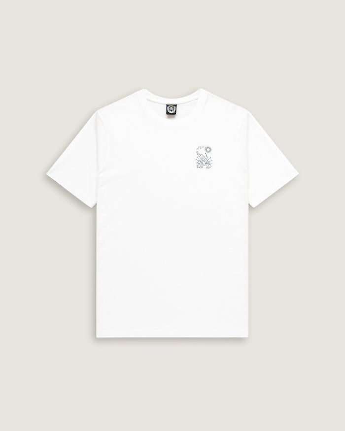 Uomo | T-Shirt Bianca 100% Cotone Con Stampa Scorpione A Rilievo - Scorpion Bay