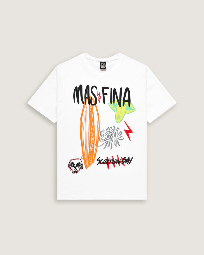 Uomo | T-Shirt Graffiti "Mas Fina" Bianca 100% Cotone - Scorpion Bay