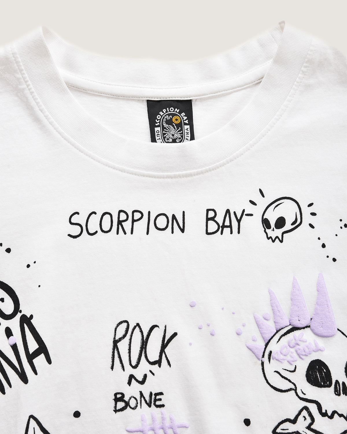 Uomo | T-Shirt Graffiti "Sketch" Bianca 100% Cotone Fit Relaxed - Scorpion Bay