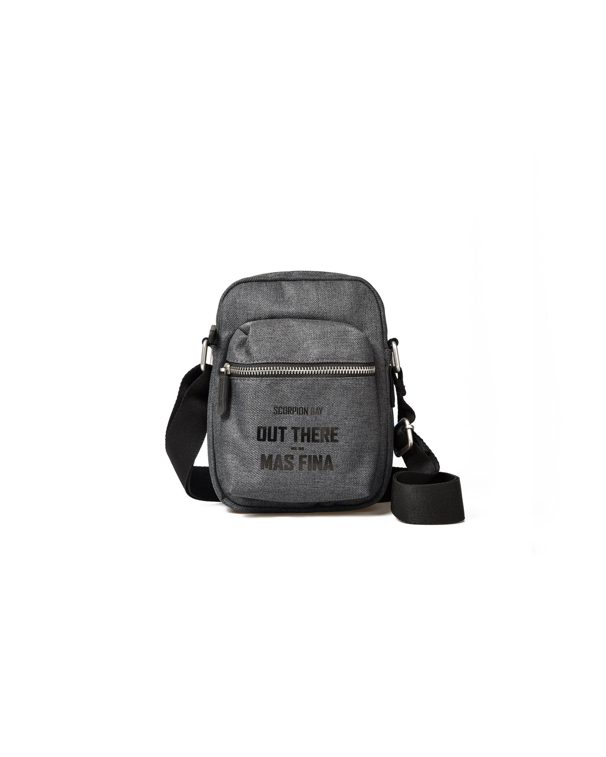 Small Anthracite Shoulder Bag With Pockets And Zip Closure