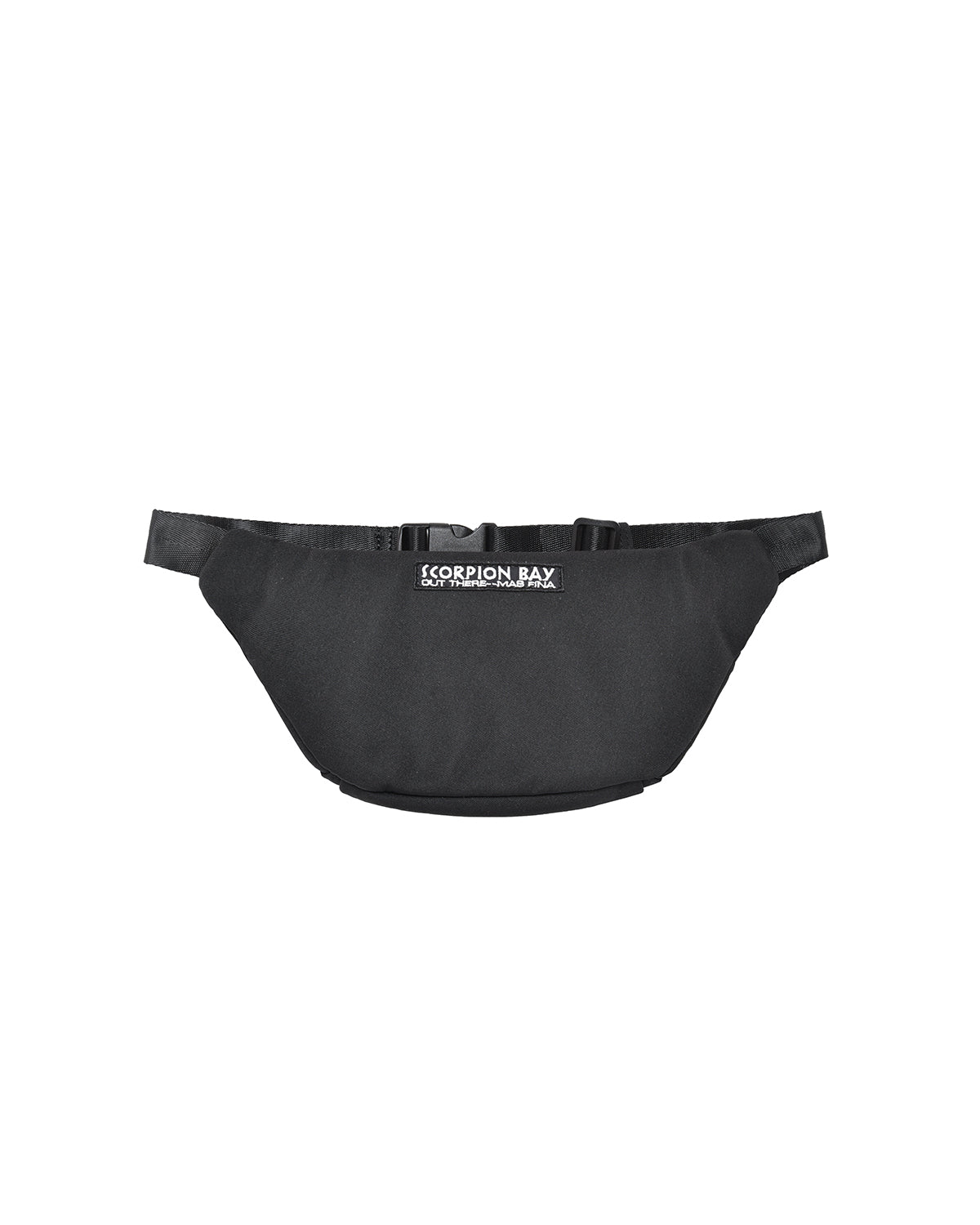 Plain Black Fanny Pack With Logo Label On The Front