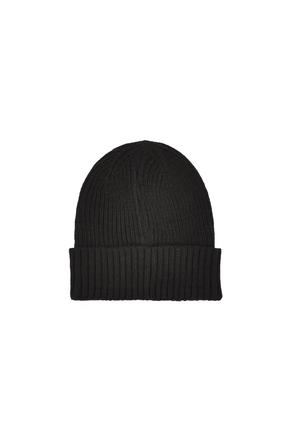 Black Ribbed knit beanie with felt patch and logo