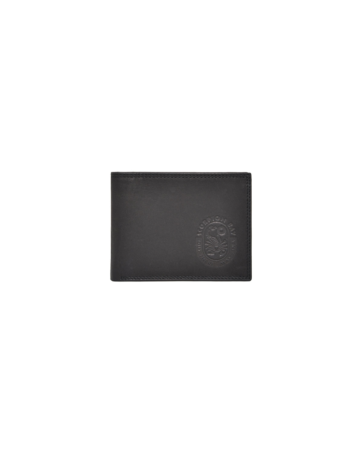 Portafoglio Liscio Nero In Ecopelle Con Logo Scoprion Bay Impresso