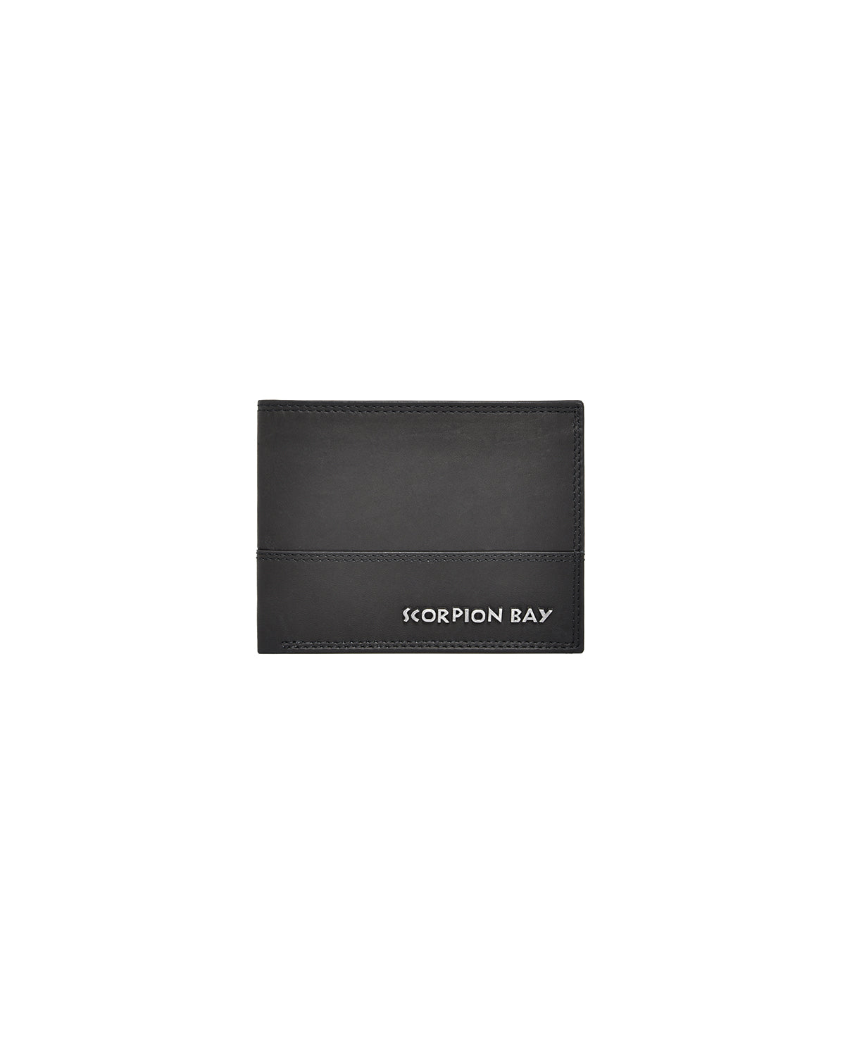 Black Leather Wallet With Riveted Lettering Logo