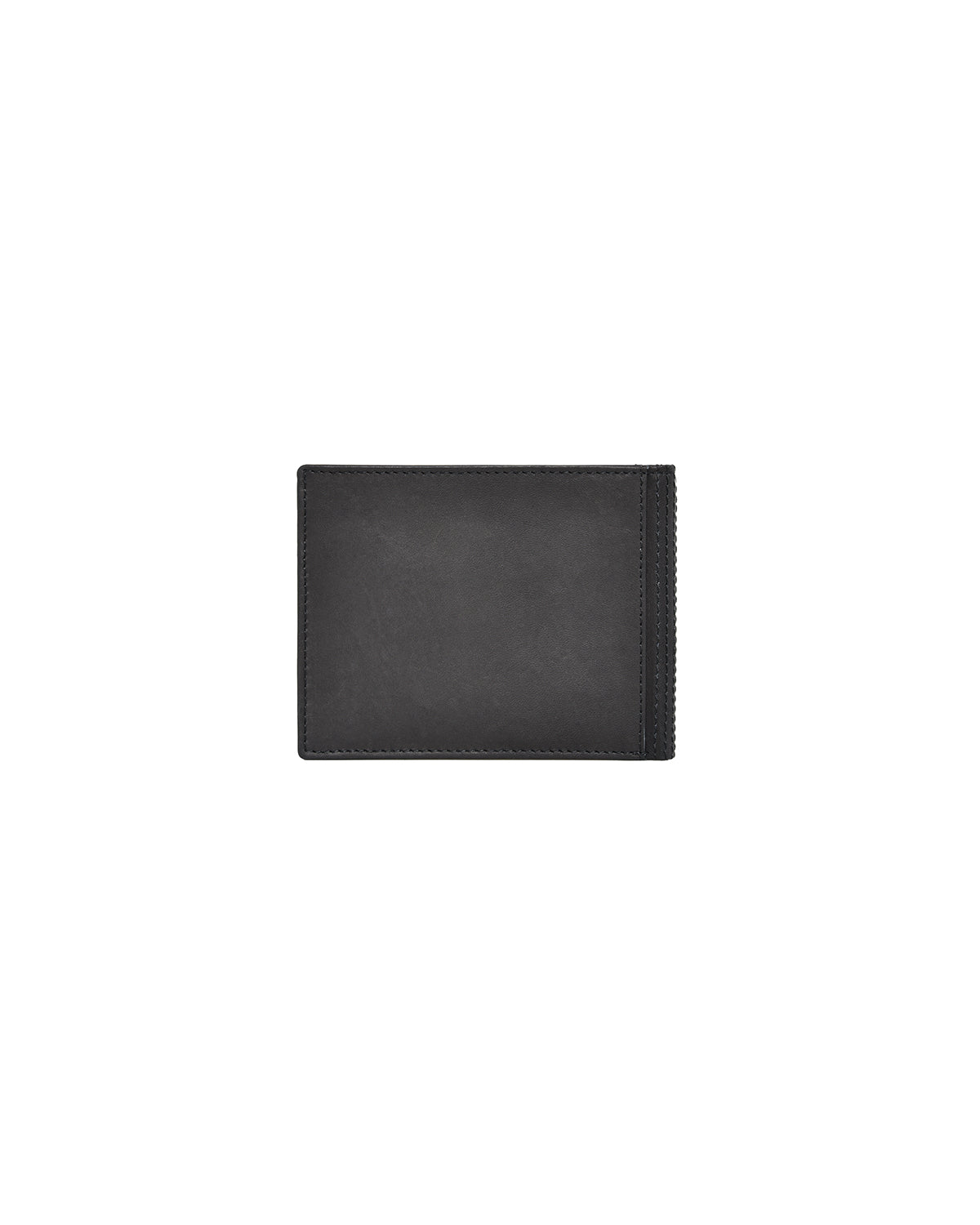 Portafoglio Orizzontale In Pelle Nera Con Logo Rivettato
