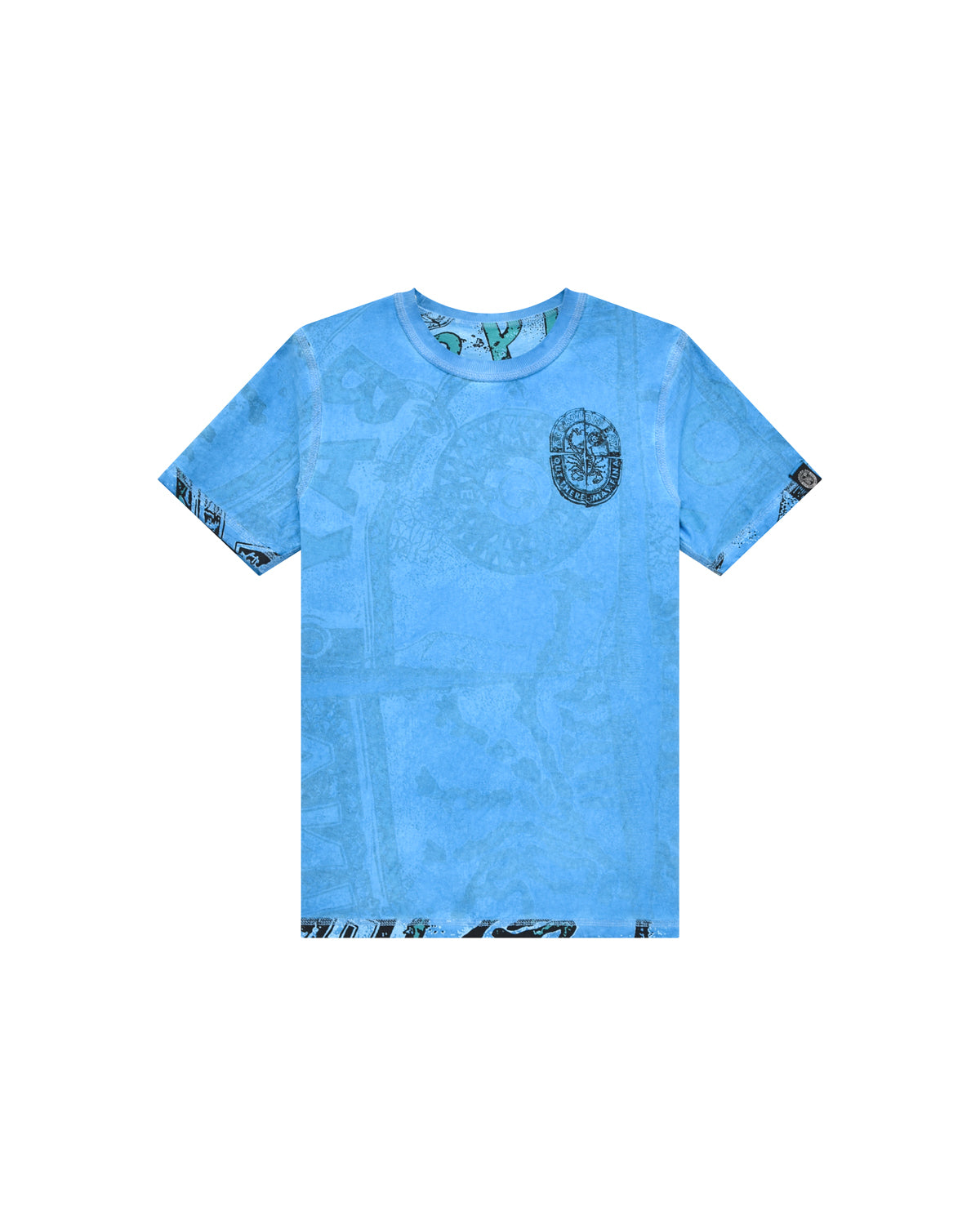 Kid | Turquoise Doubleface T-Shirt With 'Logo Cutaway' Print
