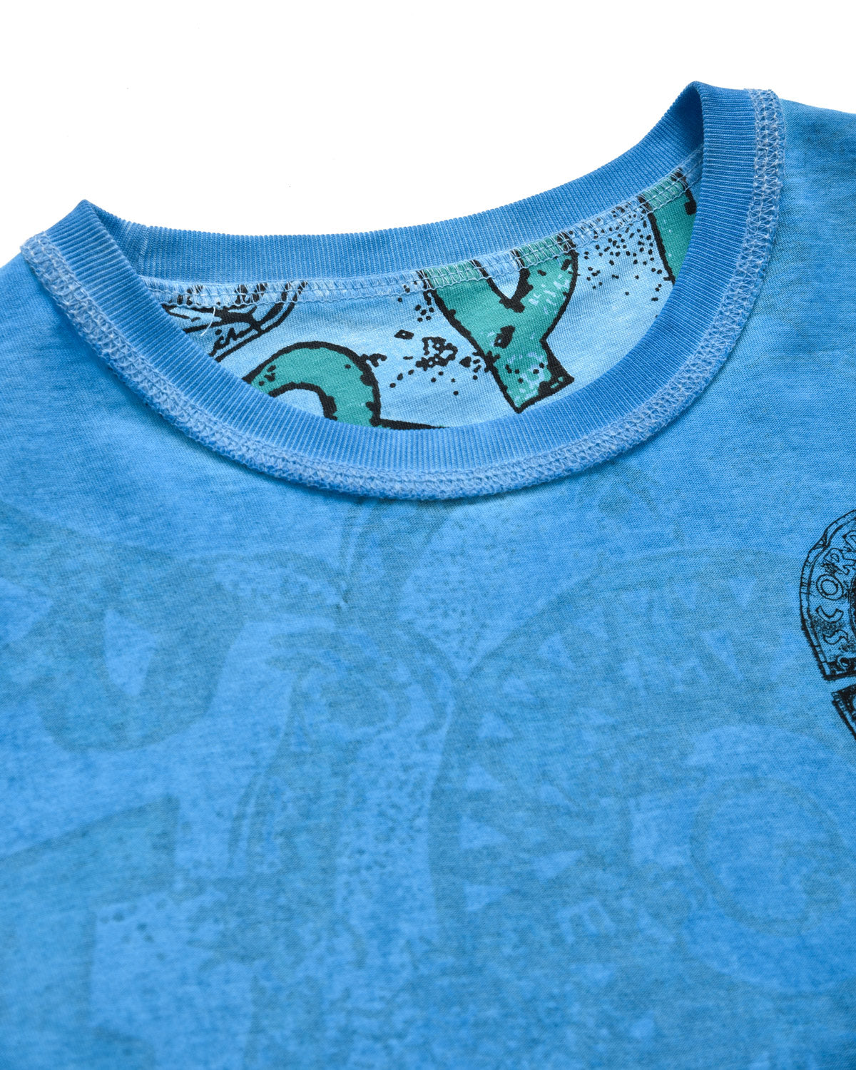 Bambino | T-Shirt Doubleface Color Turchese Con Stampa "Logo Cutaway"