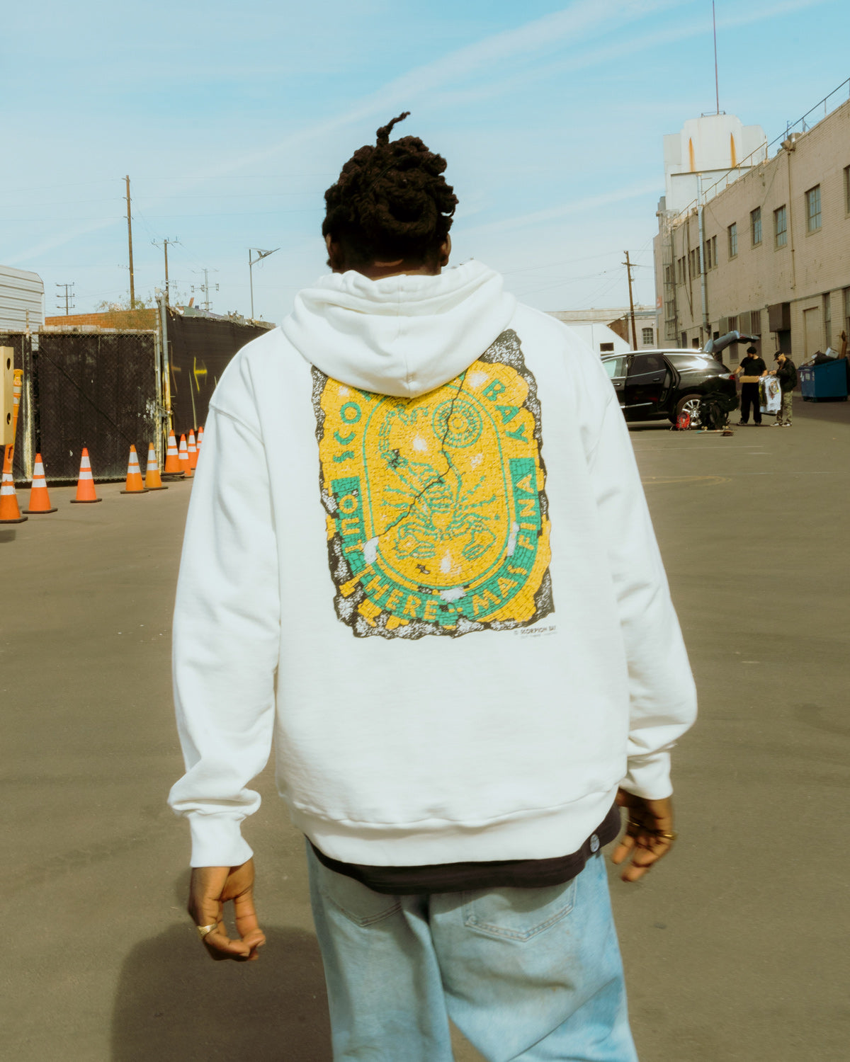 Men | White 100% Cotton Ritual Hoodie With Og 'Mosaic Scorpion' Print