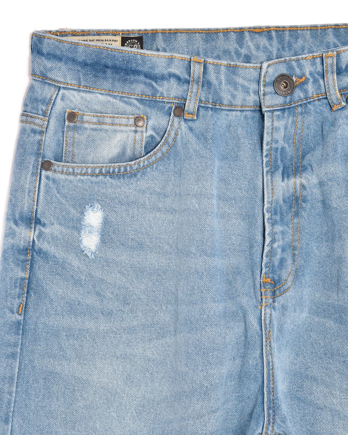 Man | Light Denim Wide Leg Jeans In 100% Cotton