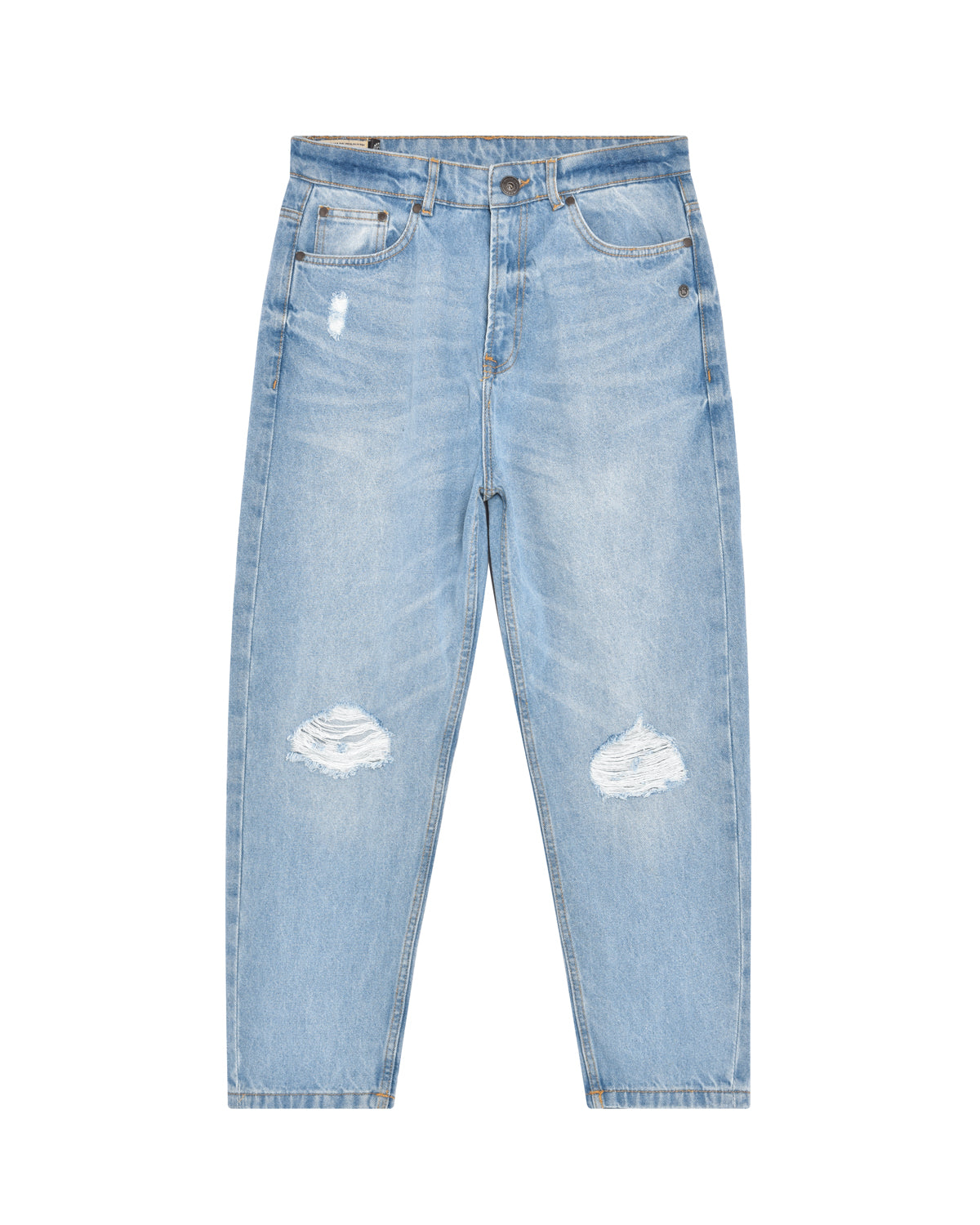 Man | Light Denim Wide Leg Jeans In 100% Cotton
