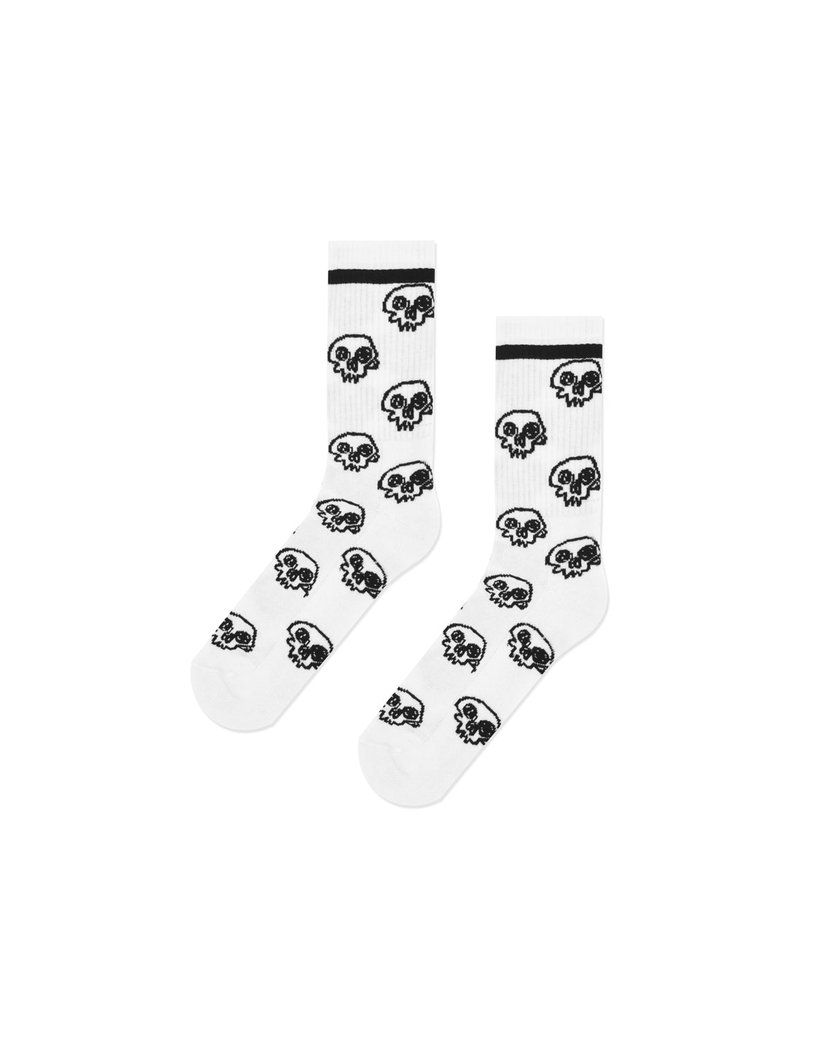 White Scorpion Bay Socks With 'Sketched Skulls' Embroidery