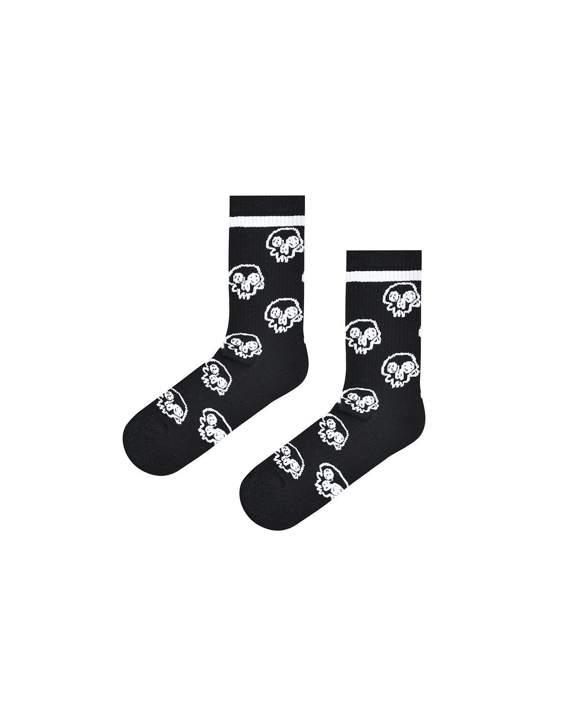 Black Scorpion Bay Socks with 'Sketched Skulls' Embroidery 
