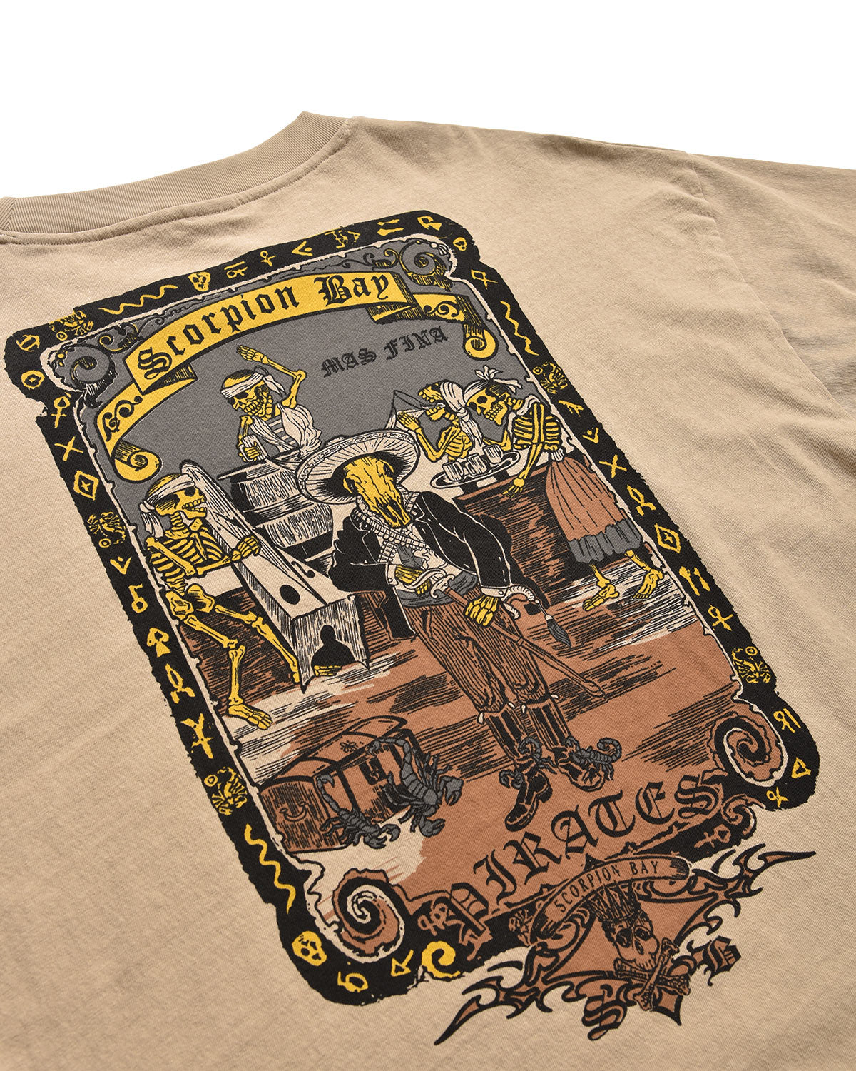 Men | Sand Colored Ritual T-Shirt In 100 % Cotton With 'Pirates' Og Print