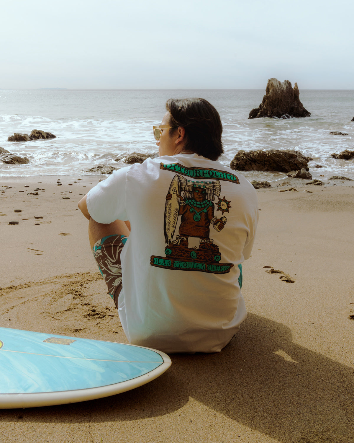 Men | White 100% Cotton Ritual T-Shirt With Og 'Olas Suerte' Print