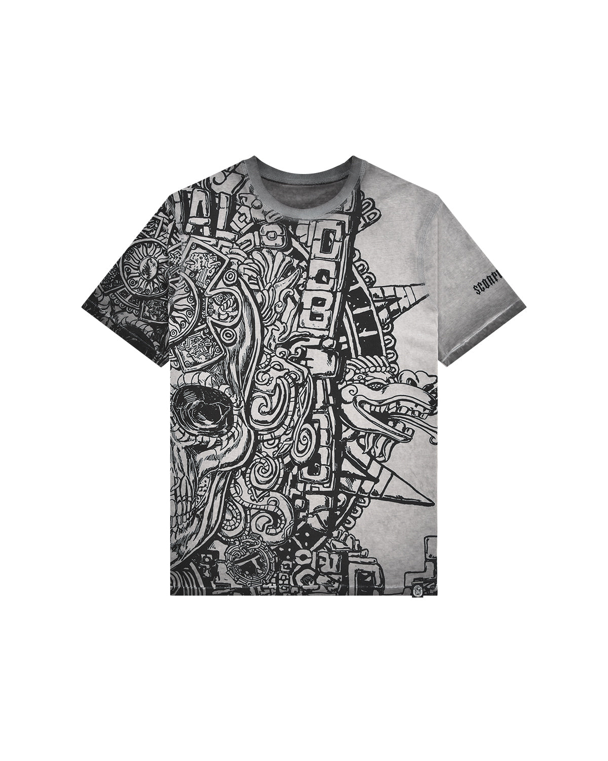 Man | Charcoal Colored 100% Cotton T-Shirt With 'Inca Skull' Print