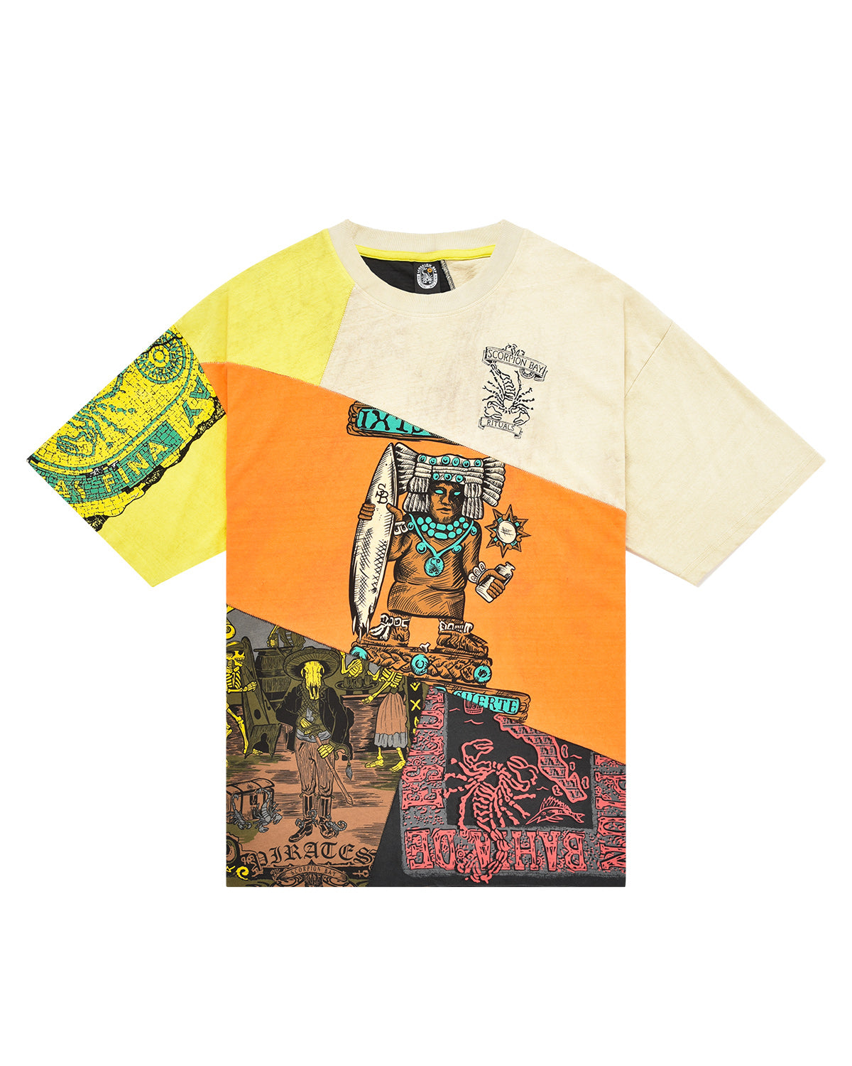 Man | Ritual T-Shirt In 100 % Cotton With Real-Patchwork Of Og Prints
